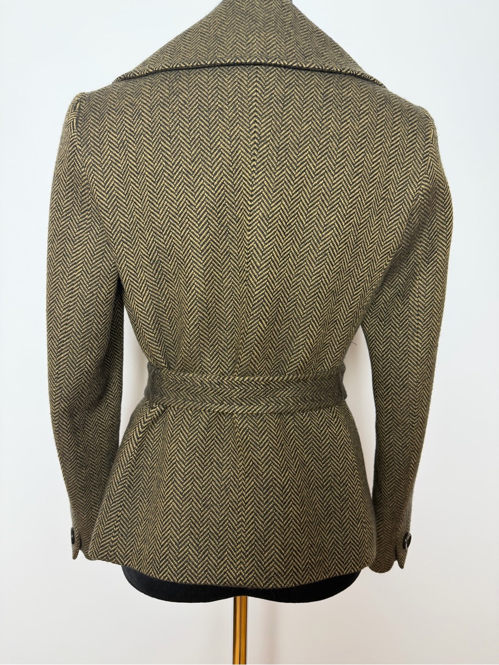 MaxMara Brown Herringbone Wrap Jacket Size 8 Wool/Cashmere - Picture 4 of 12
